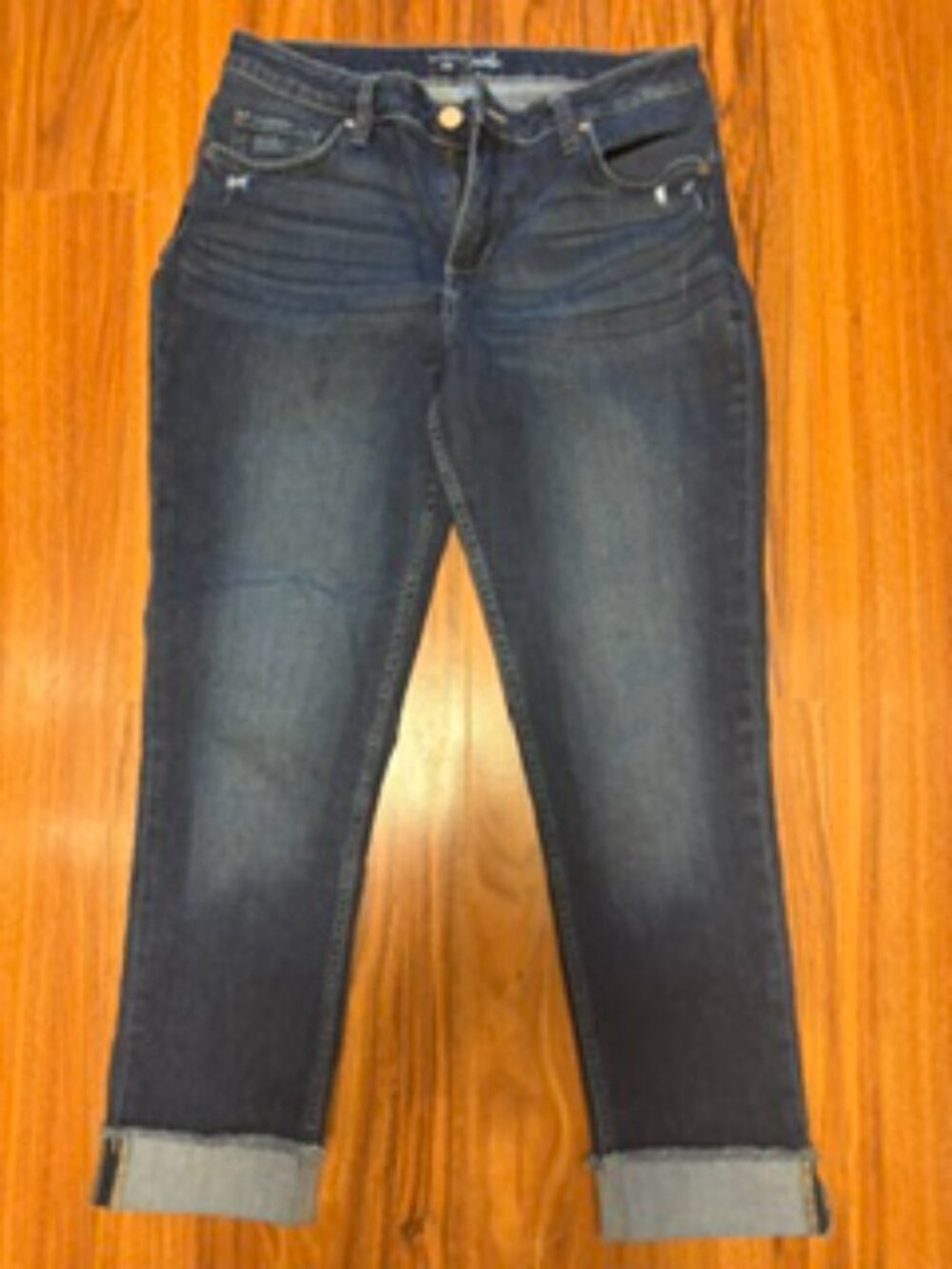 DISTRESSED LEE RIDER CUFFED JEANS